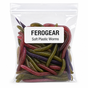FEROGEAR Soft Plastic Worms 50+ Pcs