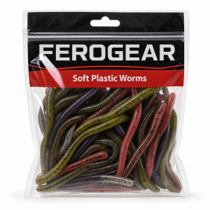 FEROGEAR Soft Plastic Worm Lures 25+ Pcs